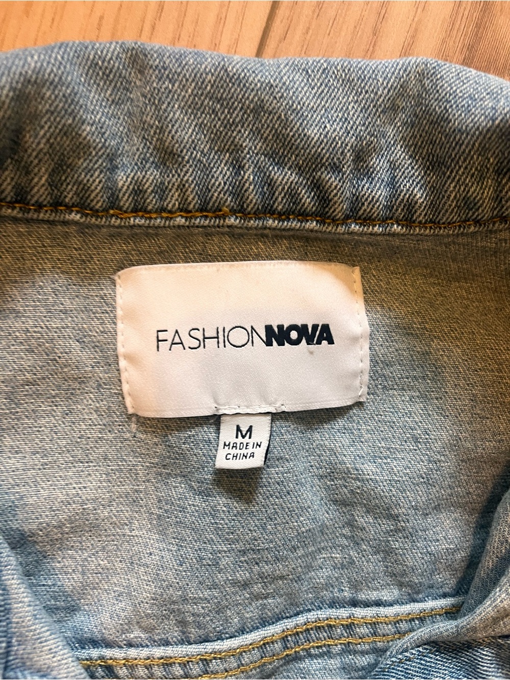 Fashion Nova Light Blue Denim Jacket with White Label - Picture 2 of 6